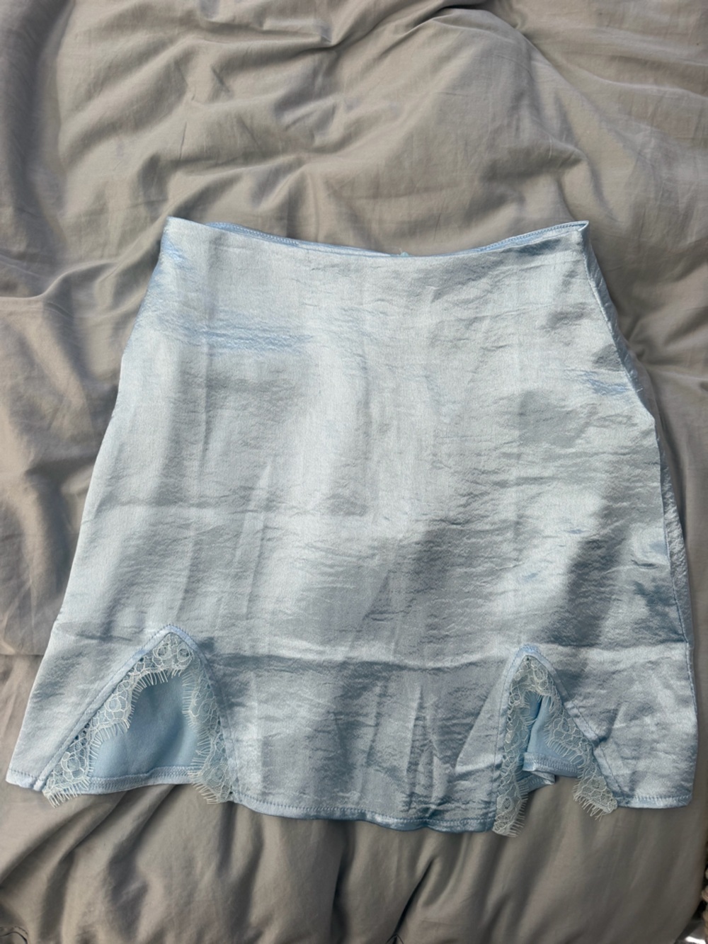 Light Blue Satin Slip Skirt